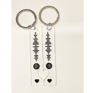 מחזיק מפתחות זוגי עם קוד שיר - לב